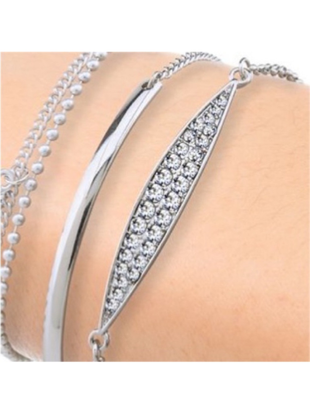New Fingerhut Silver-Tone & Crystal Elsa Stackable Bracelet Set